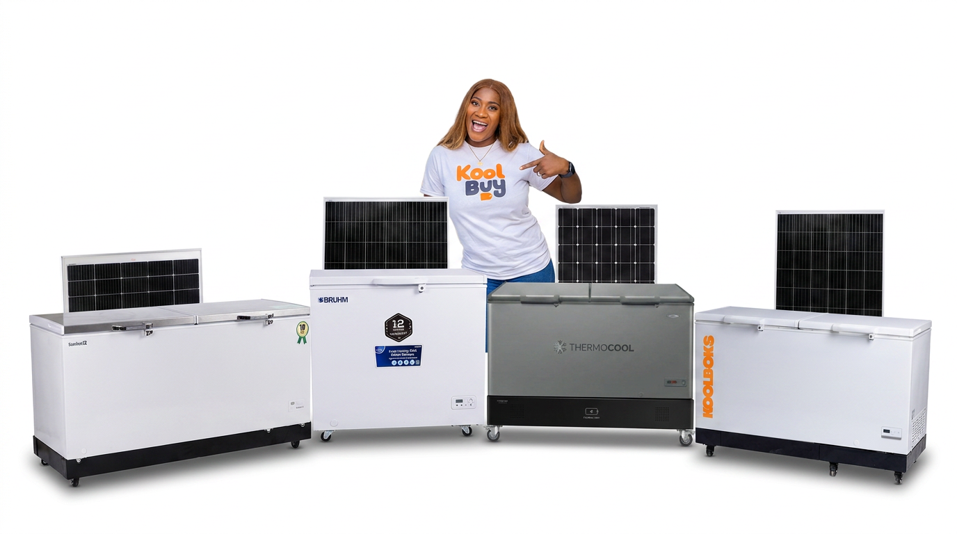 Mercy Johnson with Koolbuy freezers — Scanfrost, Bruhm, Thermocool